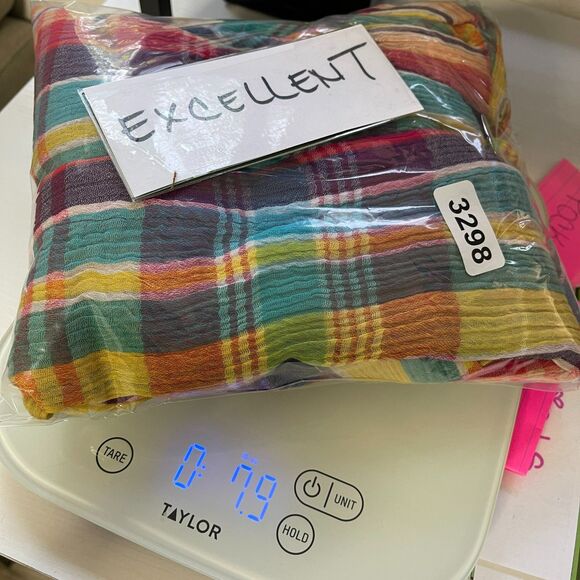 Soft Surroundings “Kona Shores” Rainbow Plaid Gauze Shirt |‎ Size M - Picture 10 of 10